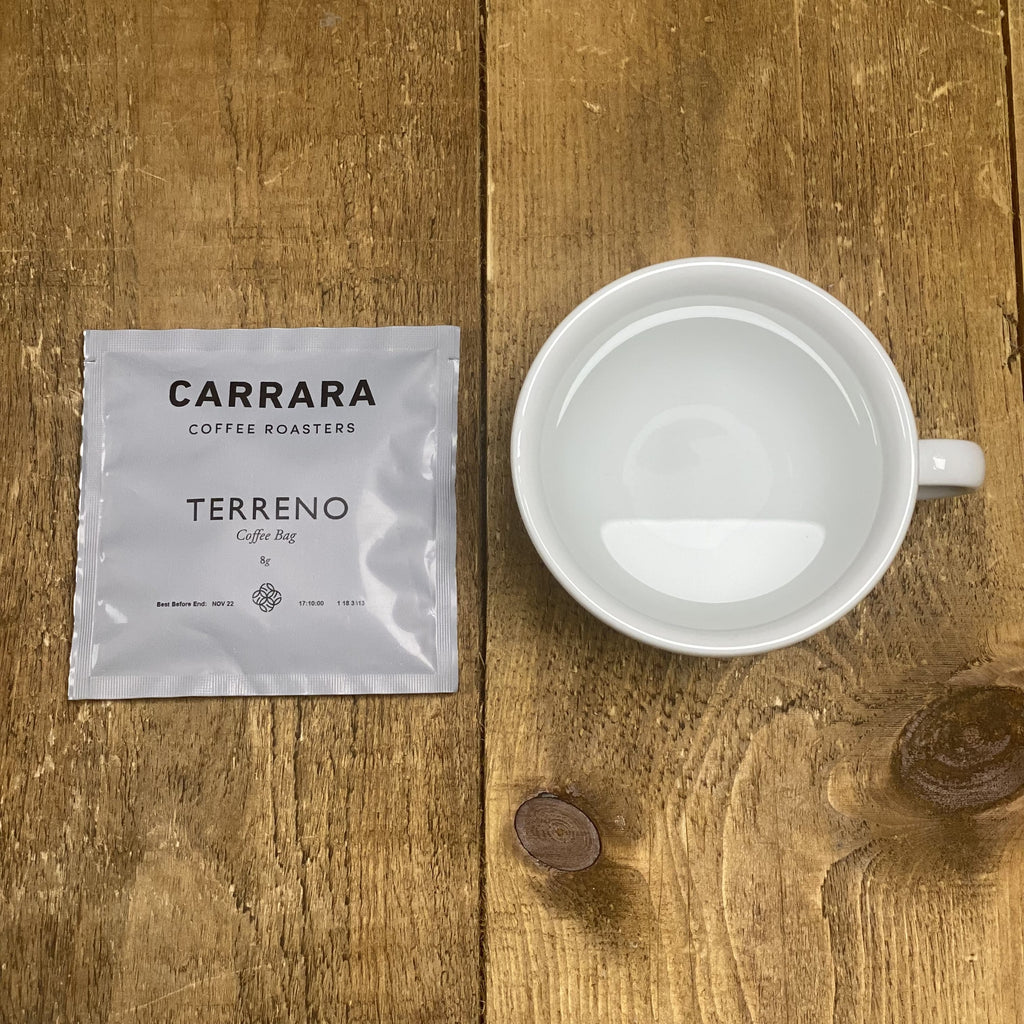 Coffee Brew Bag Packaging and cup